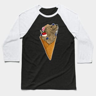 Brown Seal Ice Cream Baseball T-Shirt